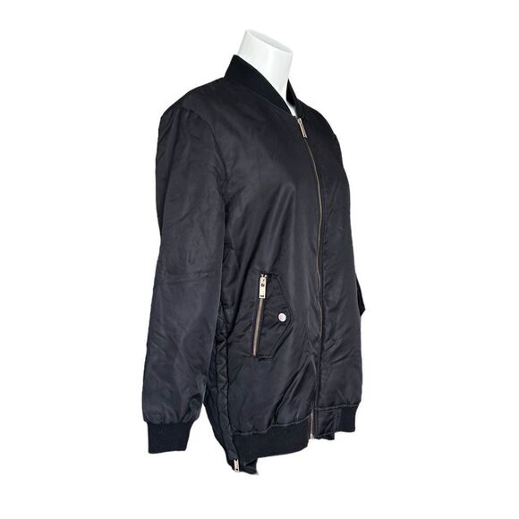 Zara‎ Basic Outerwear Women’s Black Full Zip Bomber Jacket Size Small - Picture 2 of 11